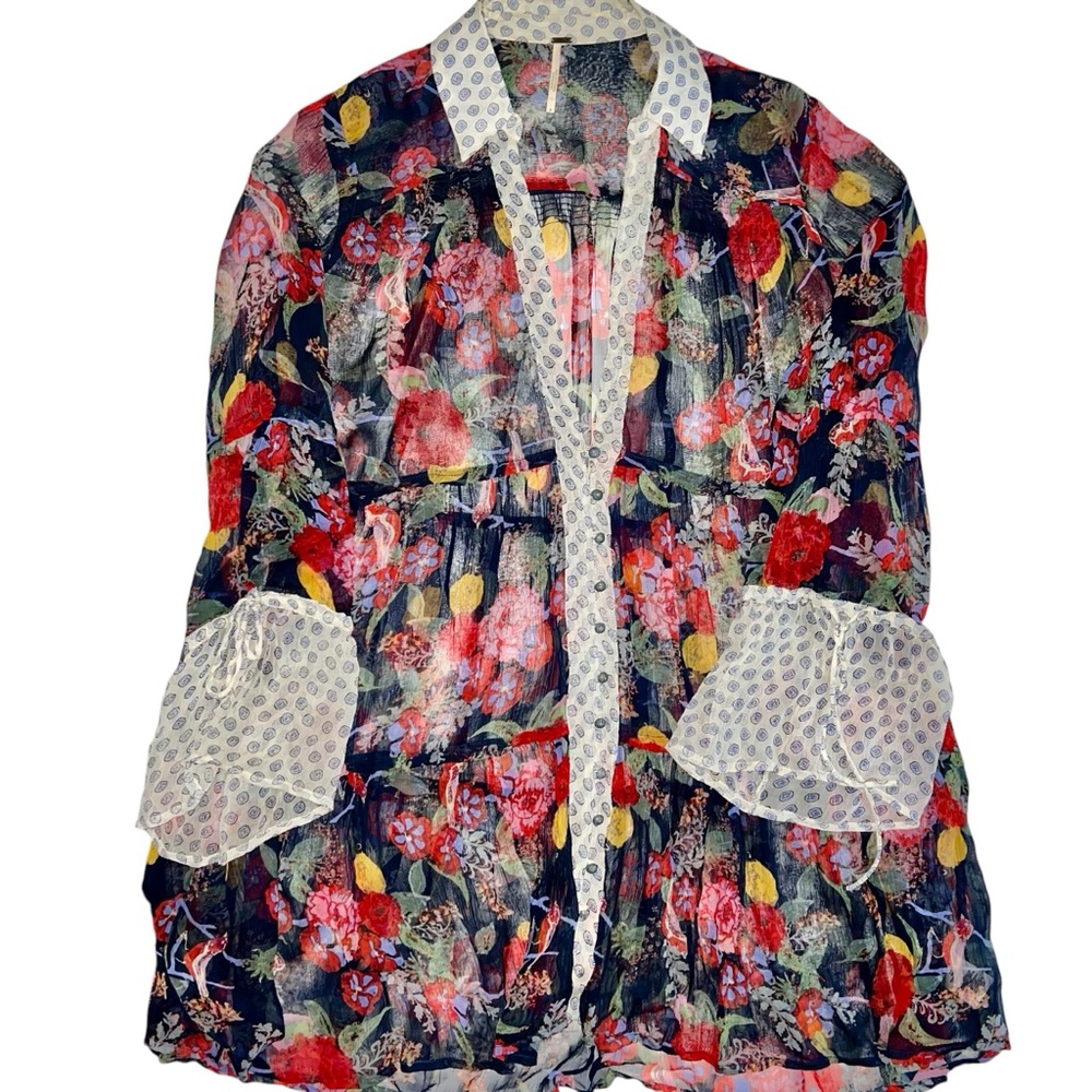 Free People Thunder Canyon sheer floral tunic size medium